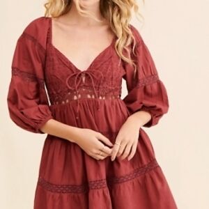 Elegant Burgundy Lace Dress